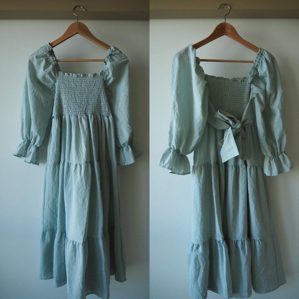 Etsy green + white gingham prairie dress